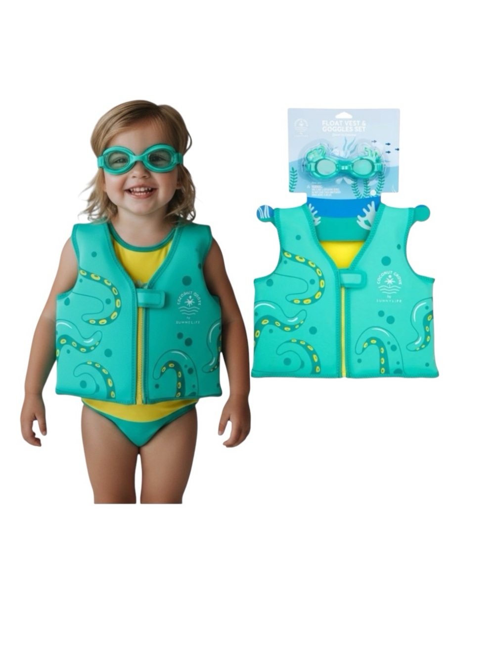 Coconut Grove Oscar The Octopus Swim Float Vest & Goggles